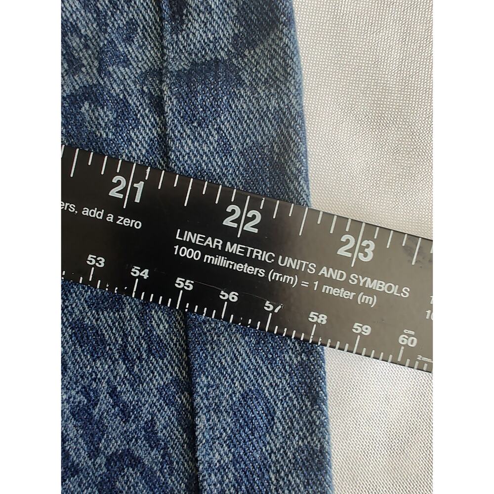 Leopard Print Patterned Blue Denim Y2K Bold High-Waisted Wide Leg Jeans L - Picture 9 of 11